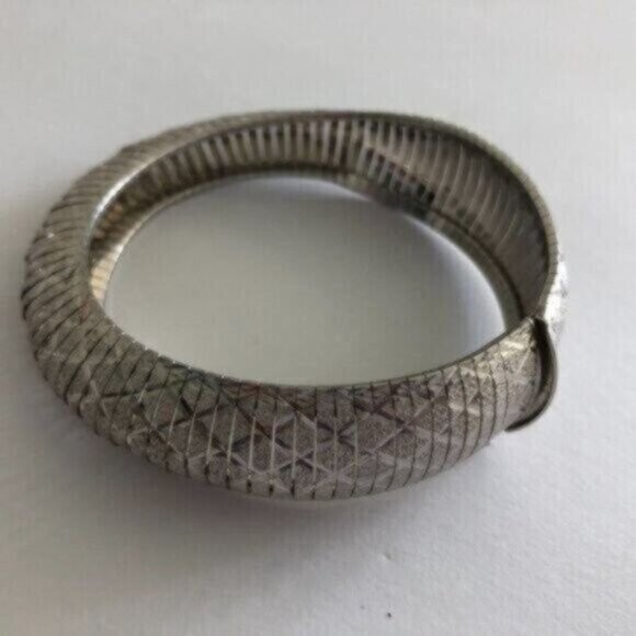 JCM Sterling Silver 925 Unique Bracelet Italy Laser Cut Bangle Statement 7.5” - Picture 7 of 16